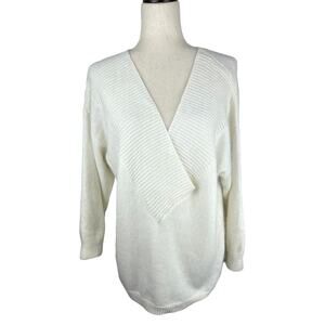 NEW 4SI3NNA Wool Acrylic Blend V Neck 3/4 Sleeve Sweater Size XL